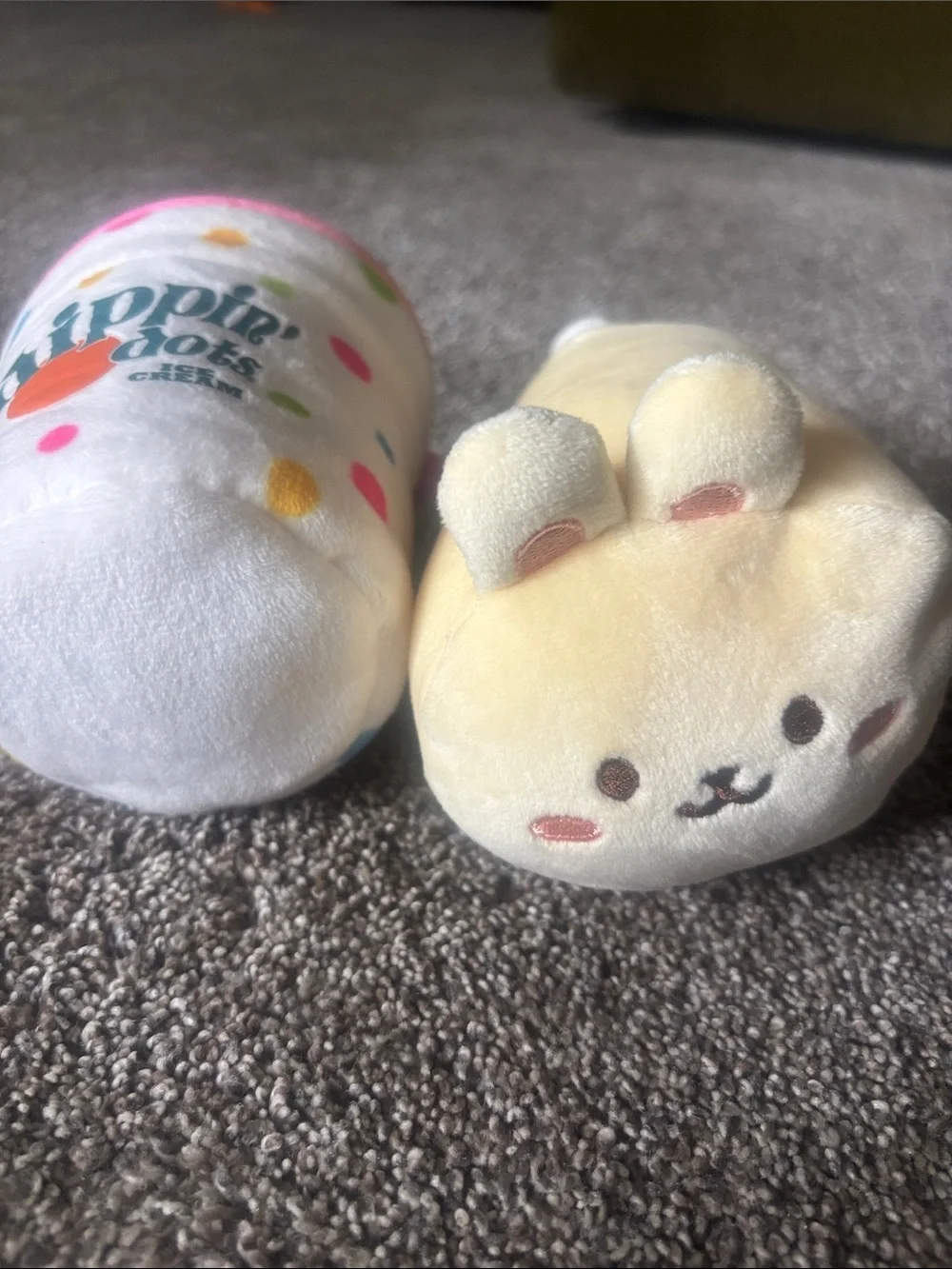 Plush Ice Cream Toy - White with Pink Trim